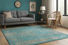 Turkusowy dywan w stylu vintage H0-T38