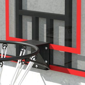 SPORTNOW Koszykówka do montażu na ścianie, Wewnętrzna/Zewnętrzna, wytrzymała tablica PC, siatka nylonowa, obręcz stalowa, 113x61x73 cm