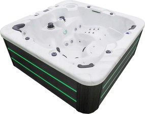 JACUZZI OGRODOWE PREMIUM WANNA  SPA 5-OSOBOWA WHITE OBUDOWA BROWN LED 230x230 CM
