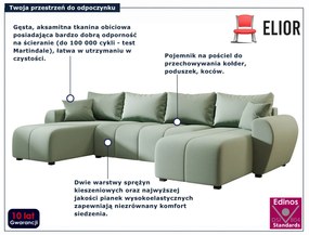 Zielony duży narożnik rozkładany U K3-N53