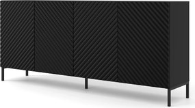 Komoda z półkami 200 cm czarny mat + czarne nóżki K9-R52