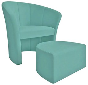 Miętowy fotel z wolnostojącym podnóżkiem do salonu S6-R32