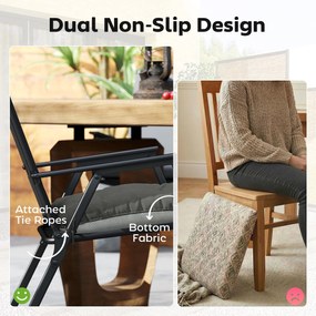 Outsunny Zestaw 4 poduszek na krzesła 39,5 x 39,5 x 10 cm z paskami, antypoślizgowe poduszki do użytku wewnętrznego i zewnętrznego | Aosom PL