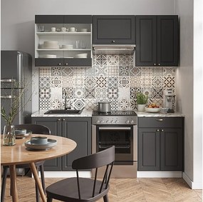 Aneks kuchenny antracytowo-złoto-biały 200x60x81.6 fame-line