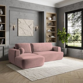 Masseno Narożnik SENTI z funkcją spania i pojemnikiem na pościel Narozniki L, Rozkładana sofa - Pudrowy róż, KRONOS 27