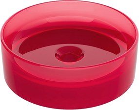 Umywalka nablatowa okrągła, przezroczysta, z żywicy - 40 cm - Czerwona - SPAVO