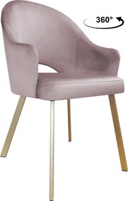 Krzesło Velvet tkanina Welur noga metalowa : Kolor nogi - Złota profil, Kolor tkaniny - VELVET - MG55, Typ siedziska - Siedzisko obrotowe 360°