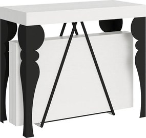 Konsola rozkładana 90x40/196 cm Riza Small frassino biała rama w kolorze antracytu