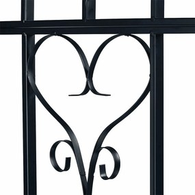 Ławka ogrodowa z różanym pergolą, koloru czarnego