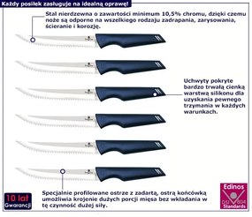 6 sztuk noży do steków z silikonową rączką morski - Fercil 5X