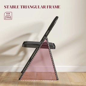 HOMCOM Zestaw 4 Krzeseł Składanych, Przenośne Krzesła Biurowe, Nogi Metalowe, Składane Krzesło dla Biura, Recepcji, Poczekalni, Wygląd Lnu, Czarne