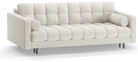 Kremowa rozkładana sofa ze schowkiem z materiału bouclé 222 cm Bali – Cosmopolitan Design