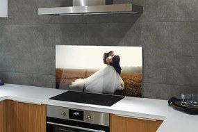 Panel szklany do Kuchni Para Młoda pod Błękitnym Niebem