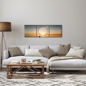 Obraz - kajak na morzu (z zegarem) (90x30 cm)