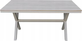 Stół ogrodowy aluminiowy beżowy 150x90x75 cm trwały blat kompozyt drewniany