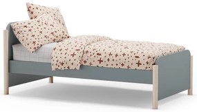 Szarozielone łóżko dziecięce z litego drewna sosnowego ze stelażem 90x190 cm Enola – Marckeric