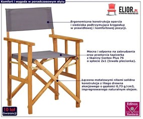 Zestaw krzeseł reżyserskich ogrodowych Santi - szare