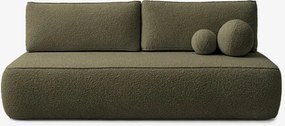 Sofa z Funkcją Spania ARVETO Oliwkowa Boucle Nowoczesna