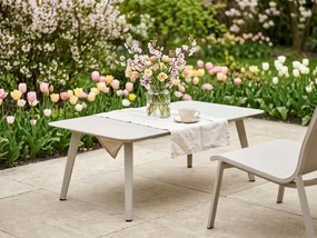 Stolik ogrodowy aluminiowy beżowy 120x60x43 cm lekki wytrzymały tarasowy