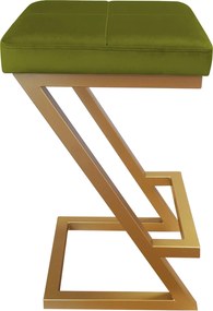 Hoker ZETA krzesło barowe tkanina Welur podstawa metalowa LOFT : Kolor Stelaża - Złoty, Kolor tkaniny - VELVET - BL75