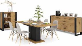 3 elementowy zestaw loftowych mebli dąb artisan biały połysk A7-T53