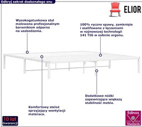 Białe minimalistyczne łóżko metalowe 200x200 cm B0-A40