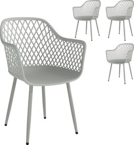 Outsunny Zestaw 4 krzeseł ogrodowych odpornych na UV z tworzywa z podłokietnikami i oparciami 56 x 51 x 84 cm szare | Aosom PL