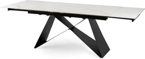 Stół Rozkładany Prostokątny VICTOR 160-240 cm Ceramiczny Biały Marmur/Czarny do Jadalni Loft
