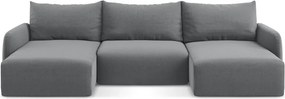 Szary aksamitny rozkładany/ze schowkiem narożnik (w kształcie litery U) Kalena – Makamii