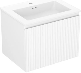 Mexen Rivel szafka łazienkowa 60 cm z umywalką Otis, 1 szuflada, ryflowana , biała mat - 91A20-06047-1-BF01-W18M01