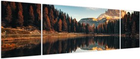 Obraz - Alpy, Włochy, Dolomity, Lago Antorno (170x50 cm)