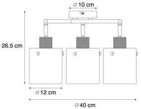 Designerski reflektor sufitowy czarny z przydymionym szkłem okrągły 3-punktowy - Domo Nowoczesny Oswietlenie wewnetrzne