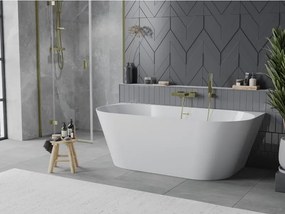Mexen Oval Slim wanna wolnostojąca przyścienna 170 x 80 cm, biała, przelew złoty szczotkowany - 52661708000-55