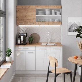 Pojedyncza kuchnia gold power dąb/biały 140x60x81.6 r-line