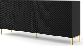 Komoda długa z frontem czarny 3d mat + złote nóżki Z7-M08
