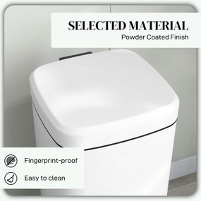 HOMCOM Kosz na śmieci 30L, pokrywa Soft-Close, odporny na odciski, pedał, Metal/Tworzywo sztuczne, 28x35x63,5 cm, Biały