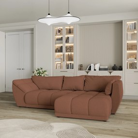 Masseno Narożnik ORENTI z funkcją spania i pojemnikiem na pościel Narozniki L, Rozkładana sofa - Miedziany, QUELLE 54