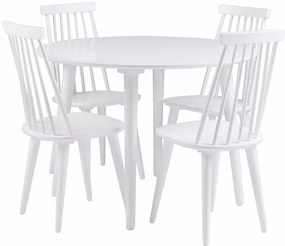 Biały stół z drewna kauczukowego Rowico Lotte, ⌀ 106 cm