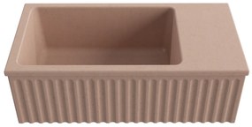 Umywalka betonowa ryflowana nablatowa / wisząca prostokątna 60 x 30 cm WELLE | różne kolory : Kolor - Różowy, Typ montażu - podwieszana