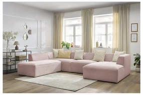 Różowy sztruksowy narożnik modułowy (lewostronny/w kształcie litery U) Megeve – Bobochic Paris