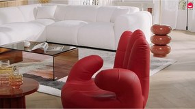 Fotel obrotowy w kształcie dłoni CATCHY z ekoskóry - Czerwony