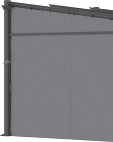 Outsunny Pergola Metalowa 297x295cm Ciemnoszara z Przysuwającym się Dachem | Aosom PL