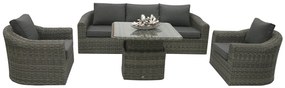 Rattanowy zestaw modułowy BORNEO LUXURY dla 5 osób (szary)