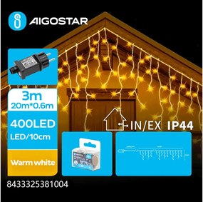 Aigostar - Zewnętrzny łańcuch świetlny LED 400 diod/8 funkcji 23x0,6m IP44 ciepła biała