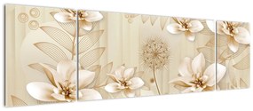 Obraz - Kompozycja złotych kwiatów (170x50 cm)