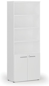 Szafa biurowa kombinowana PRIMO WHITE, drzwi na 2 poziomach, 800 x 420 x 2128 mm, biała