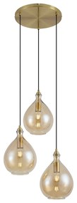 Nowoczesna lampa wisząca złota z bursztynowym szkłem 3-punktowa - Traditional Nowoczesny Oswietlenie wewnetrzne