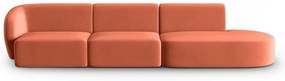 Różowa aksamitna sofa lewostronna 311 cm Paolo – Milo Casa