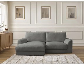 Ciemnoszary narożnik z materiału bouclé (lewostronny/z szezlongiem) Leonore – Bobochic Paris