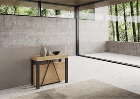 Konsola rozkładana 90x40/300 cm Tiris dąb naturalny rama w kolorze antracytu